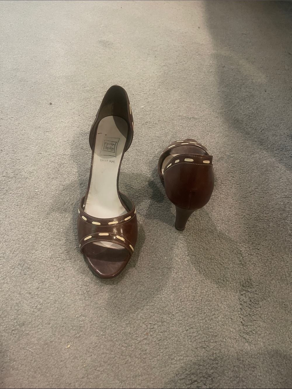 Cynthia Rowley Brown Open-Toe Heels with Contrast Stitching